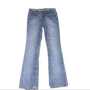 Vintage Y2K Rue21 Flare Jeans Women's Blue Denim Button Fly  Low Rise